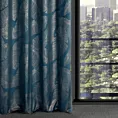 Zasłona granatowo, szampańska z wzorem liści z matowego welwetu 140x250 przelotka - MUSA 2 - Limited Collection
