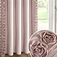 Zasłona pudrowa z welwetu zdobiona aplikacją 3D róż 140x270 cm taśma - ROSES Eva Minge