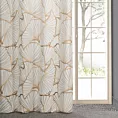 Zasłona biało, beżowa ze wzorem liści z matowego welwetu 140x250 cm przelotka LUNA 3 Limited Collection