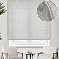 Roleta rzymska naturalna z matowej tkaniny o luźnym splocie z pionowymi paseczkami, wykończona obciążnikiem