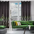 Zasłona welwetowa czarno, oliwkowa z wzorem geometrycznym 140x250 cm przelotka - ANGELINA