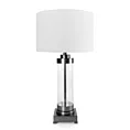 Lampa stołowa do pokoju biało, czarna CLARA o prostej szklanej podstawie