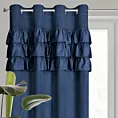 Zasłona welwetowa granatowa zdobiona falbanami 140x250 cm przelotka - SAMI