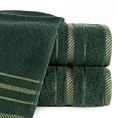 Ręcznik kąpielowy 70x140 cm bawełniany kolor ciemnozielony z bordiurą podkreśloną żakardowymi paseczkami 480 g/m2 KORAL