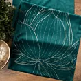 Bieżnik na stół ciemnoturkusowy, złocisty 35x220 cm welwetowy BLINK 12 z dużym wzorem kwiatu lotosu