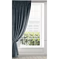Zasłona welwetowa grafitowa, troczek w zestawie140x300 cm taśma - ANTARA