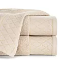 Ręcznik kąpielowy 70x140 cm bawełniany kolor beżowy zdobiony wzorem geometrycznym 500 g/m2 LAYLA