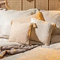 Poszewka na poduszkę 45x45 cm bawełniana zdobiona chwostami na rogach beżowa SEVILLE Terra Collection