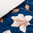 Pościel 220x200 cm bawełniana kolor granatowy, ciemnokremowy z wzorem kwiatowym NIKA 48