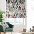 Roleta rzymska biało ruda miękka, welwetowa, z nadrukowanym motywem botanicznym i błyszczącymi elementami