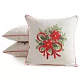 Poszewka na poduszkę świąteczna 45x45 cm o strukturze lnu czerwono, zielona zdobiona aplikacją