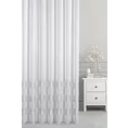Firana szyta na taśmie 5 cm naturalno jasnoszara z etaminy zdobionej poziomymi pasami, wykończona obciążnikiem Italissima Eva Minge