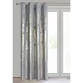 Zasłona welwetowa srebrno, złota zdobiona przecieranym wzorem 140x250 cm przelotka - RENIA