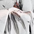 Firana biało, ciemnobeżowa z etaminy z nadrukiem egzotycznych liści półprzezroczysta 140x250 cm przelotka