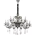Lampa wisząca do salonu srebrno, transparentna GLITTER piętnastoramienny żyrandol z kryształami