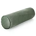 Poduszka dekoracyjna wałek 15 x 45 cm welwetowa oliwkowa zdobiony kontrastującą lamówką GAJA