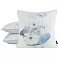 Poszewka na poduszkę 45x45 cm welwetowa, kremowo niebieska, dwustronna z motywem kwiatów VELVET 125 Eurofirany Premium