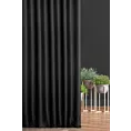 Zasłona szyta na taśmie 5 cm czarna z gładkiej, zaciemniającej tkaniny z wyraźnym splotem