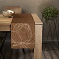 Bieżnik na stół brązowo, złocisty 35x180 cm welwetowy BLINK 12 z dużym wzorem kwiatu lotosu