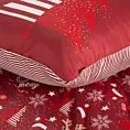 Pościel świąteczna 160x200 cm poliestrowa kolor bordowy, biały w reniferki BERGEN