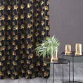 Zasłona czarno, złota w botaniczym stylu, zaciemniająca 135x250 cm przelotka - CLARA