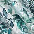 Zasłona biało, zielona w liście z tkaniny 140x270 cm taśma - ADELINE - Diva Line