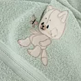 Ręcznik kąpielowy dziecięcy 100x100 cm bawełniany kolor miętowy z kapturem i haftem kotka 350g/m2 BABY 66