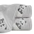 Ręcznik kąpielowy dziecięcy 100x100 cm bawełniany kolor srebrny z kapturem i haftem pandy 350g/m2 BABY 63