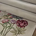 Bieżnik na stół naturalno, ciemnoróżowy 45x140 cm gobelinowy z nadrukiem letnich kwiatów