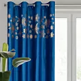 Zasłona granatowo, złota zdobiona świątecznymi śnieżynkami 140x250 cm przelotka - ASTRA