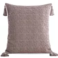 Poszewka na poduszkę 45x45 cm bawełniana kolor brązowy z ozdobnymi chwostami na rogach BOHO