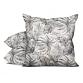 Poszewka na poduszkę 40x40 cm welwetowa biało, beżowa z modnym, błyszczącym wzorem liści RODOS