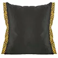 Poszewka na poduszkę 45x45 cm welwetowa, czarno, złota z ozdobnymi brzegami z tkaniny w cętki VIVIANE