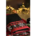 Ręcznik kąpielowy świąteczny 70x140 cm bawełniany kolor czerwony z żakardową bordiurą w śnieżynki 480 g/m2 RUDOLF
