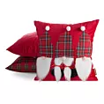 Poszewka na poduszkę świąteczna 45x45 cm czerwono, biała zdobiona aplikacja trzech skrzatów