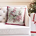 Poszewka na poduszkę świąteczna 45x45 cm gobelinowa popielato, czerwona  zdobiona motywem świątecznym