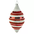 Sopel - szklana zawieszka choinkowa z motywem czerwono-białych pasków