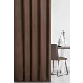 Zasłona szyta na taśmie 5 cm DORA - HIT ciemnobrązowa z miękkiej tkaniny o welurowej strukturze