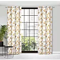 Zasłona biało, beżowa w kwiaty, zaciemniająca 140x250 cm przelotka - CAREN