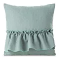 Poszewka na poduszkę 40x40 cm miętowa z falbaną z tkaniny o płóciennym splocie LENA