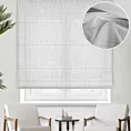 Roleta rzymska biała z gładkiej matowej etaminy o naturalnym splocie, wykończona obciążnikiem