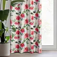 Zasłona biało, różowa z malarskim motywem kwiatów 140x250 cm przelotka - PETRA