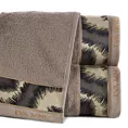 Ręcznik do rąk 30x50 cm bawełniany kolor ciemnobeżowy,czarny z designerską bordiurą 500 g/m2 EVA 24 Eva Minge
