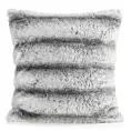 Poszewka na poduszkę 45x45 cm biała, stalowa z futrzanej przyjemnej tkaniny LUCY