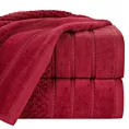 Ręcznik do rąk 30x50 cm bawełniany kolor czerwony z ozdobną bordiurą w paseczki 500 g/m2 ADORE