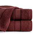 Ręcznik kąpielowy 50x90 cm bawełniany kolor bordowy z żakardową bordiurą z nowoczesnym złotym wzorem 500 g/m2 LIANA