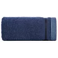 Ręcznik kąpielowy 100X150 cm bawełniany kolor granatowy zero twist z bordiurą w paski 500 g/m2 ABBIE