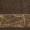 Ręcznik do rąk 30x50 cm bawełniany kolor brązowy,złoty z żakardową bordiurą w liście 400 g/m2 AGIS