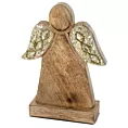Figurka drewniany ANIOŁEK z skrzydłami zdobionymi błyszczącymi cyrkoniami oraz lśniącym brokatem