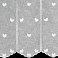 Tkanina firanowa zazdrostka zdobiona haftowaną aplikacją w kształcie serduszek